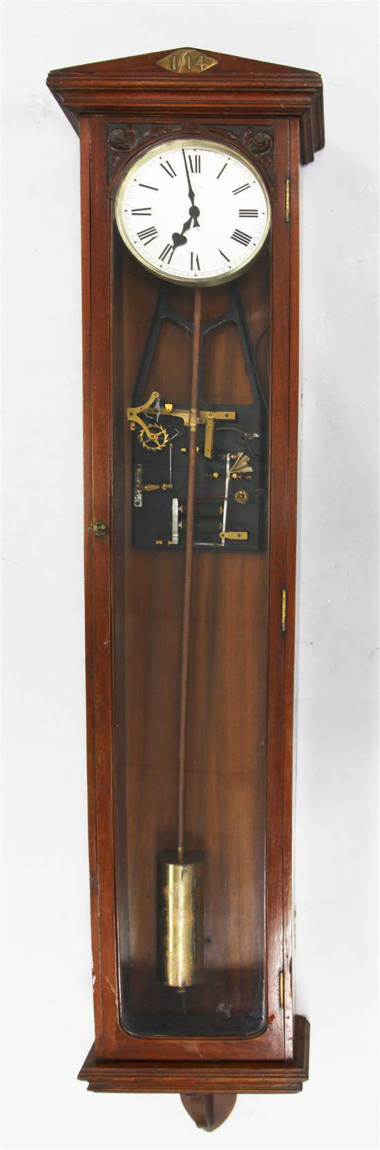 An early 20th century walnut cased Electric Synchronome by F.Hope Jones, H.4ft 9in. W.11.25in.